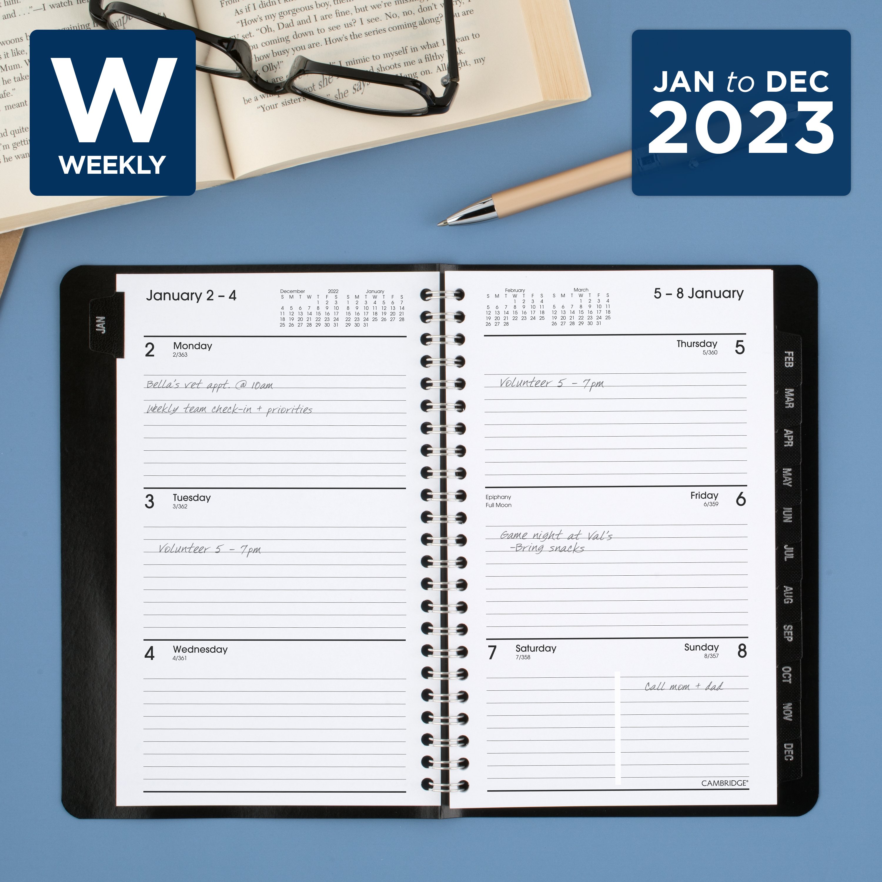  Cambridge 2023 Weekly & Monthly Planner, 5-1/2 x 8-1/2,  Small, WorkStyle Classic, Blue (1606-200-20) : Everything Else