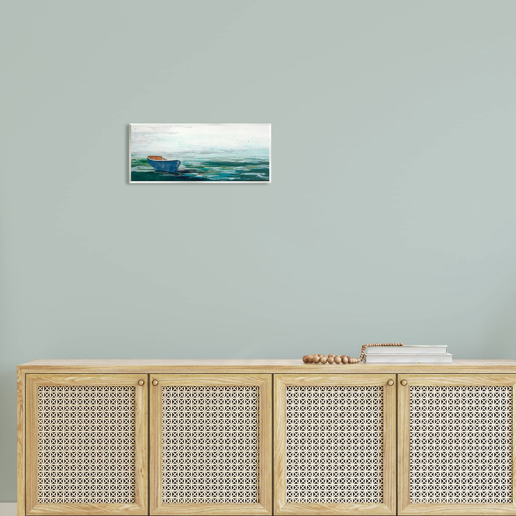 Stupell Industries Lone Dinghy Boat Floating Ocean Water Collage Painting Unframed Art Print Wall Art, Design by Stacy Gresell