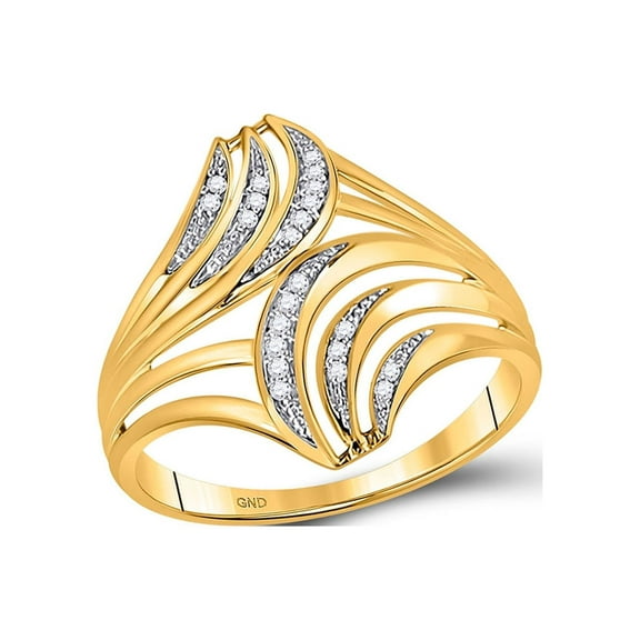 10kt Yellow Gold Womens Round Diamond Fashion Ring 1/20 Cttw