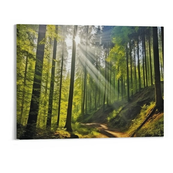 Creowell Green Nature Wall Art for Living Room 20x16in Forest Landscape Canvas Pictures Wall Decor Sunrise Tree Mountain Scenery Prints Painting Framed Artwork for Bedroom Kitchen Office Home