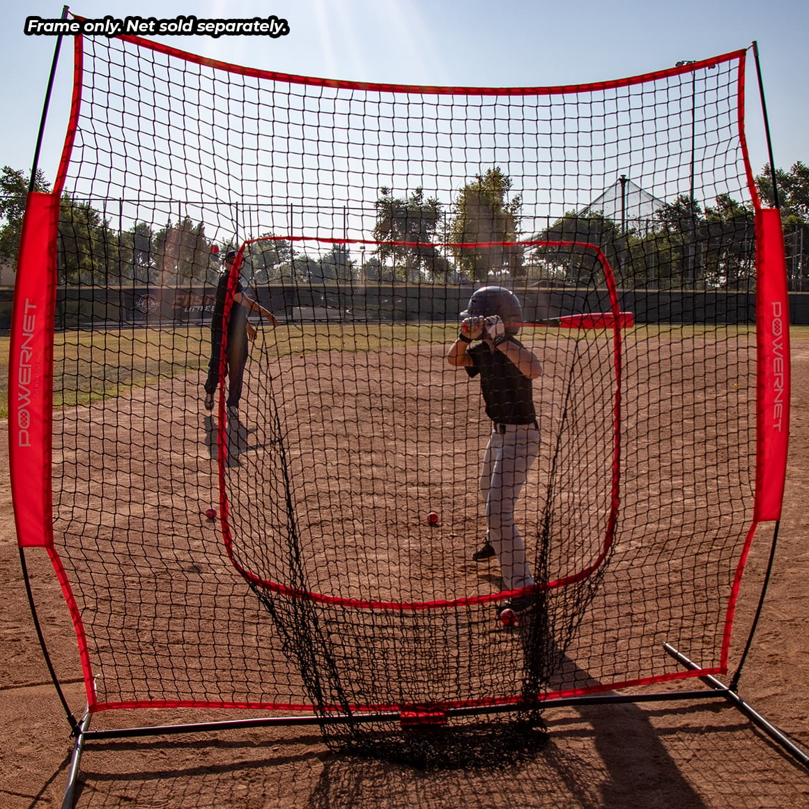 PowerNet Metal Frame for Baseball Softball Net, 7x7 Frame ONLY Replacement, Golf Practice Net Frame, Bow Style Frame with Fiberglass Poles, Fits PowerNet 7'x7' Training Nets