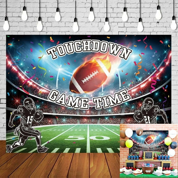 7x5FT Football Field Backdrop It's Game Time Football Backdrop Touch Down Sports Stadium Auditorium Light Photography Background