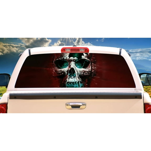 WICKED SKULL Rear Window Graphic truck view thru vinyl decal back
