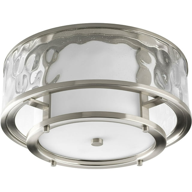 Progress Canada Bay Court 2-Light Flush Mount Ceiling Fixture, Brushed Nickel