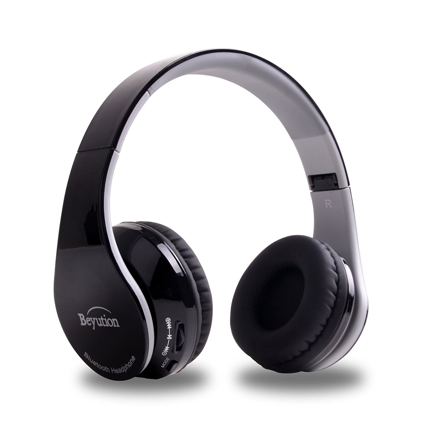 Beyution Wireless Bluetooth Headphones Over-ear HiFi Stereo Headset Built in Mic-phone Sport Over Head earphones for Android Samsung iPhone Smartphones-Black