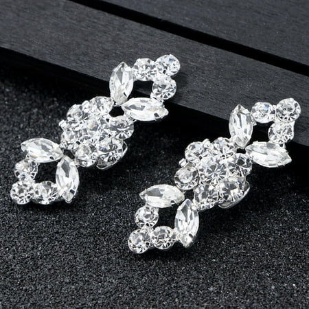 WHAMVOX Rhinestone Buckle Shoe Jewelry Wedding Applique Clips Silver