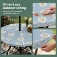 thumbnail image 5 of Round Outdoor Tablecloth with Umbrella Hole and Zipper, Blue Spring Floral Tablecloth with Elastic Waterproof, Daisy Flowers Elegant Farmhouse Art Patio Table Covers for 36" - 44" Picnic Pool Tables, 5 of 9