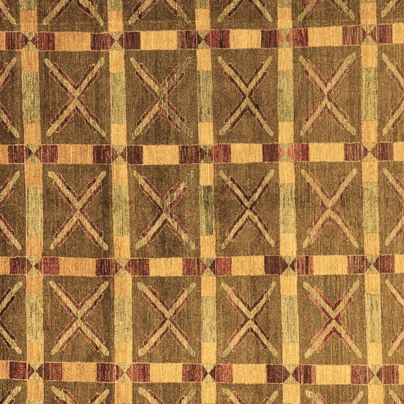 Ahgly Company Indoor Square Oriental Brown Modern Area Rugs, 5' Square