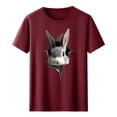 thumbnail image 4 of Tops de Cuello Alto para las Mujeres Amante Impreso Camiseta Cuello Redondo Manga Corta, Poliéster Spandex, 4 of 7