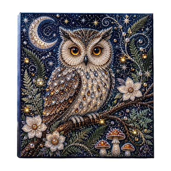Luckky Animal Pearl Art DIY Craft Kit,Handmade 3D Pearl Beads Diamond Dots Paintingfor Adults Beginner,Spring Summer Home Decor Wall Art Painting Kit (Owl)