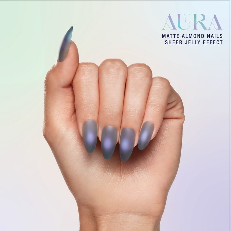 Salon Perfect Artificial Press On Nails, 195 Aura Matte Blue Jelly 