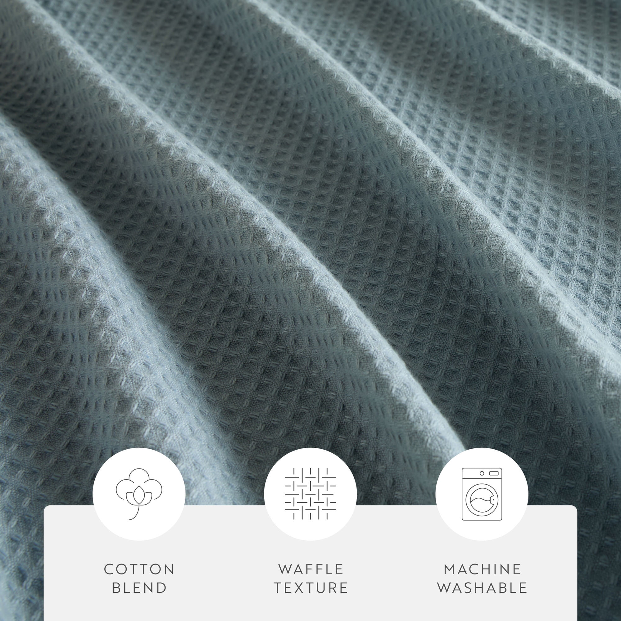 Cotton Blend Waffle Shower Curtain by Comfort Canopy, 72" x 72", Light Blue