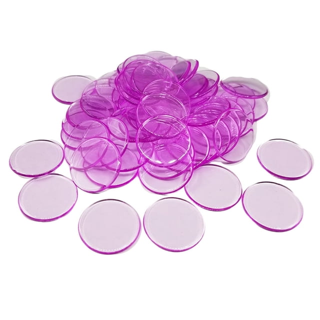 HLONK Round Plastic Counters 100Pcs 19mm Bingo Transparent Color Counting Math Game Counters Markers