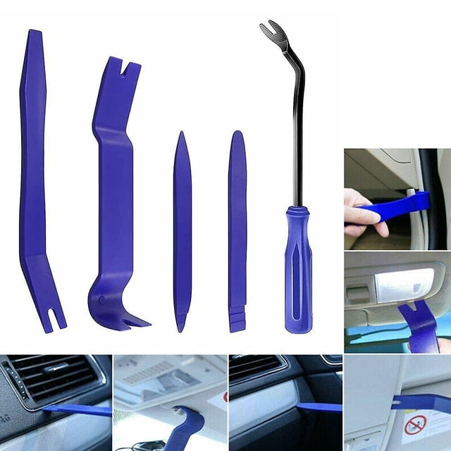 Juego de 5 herramientas para quitar molduras de automóviles, sujetador de panel de puerta, kit de herramientas de audio para tablero de instrumentos del automóvil qzO YLR