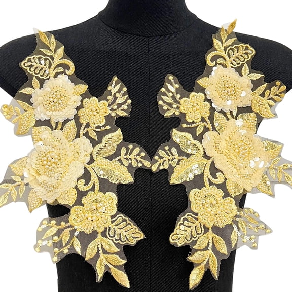 Sewing On Iron On Flower Patches with Sequins Embroidery for Easy Crafting Projects Polyester
