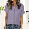 thumbnail image 6 of UQJfacai Button Down Shirts for Women Dressy Casual Short Sleeve Blouses Business Work Summer Hawaii Vacation Tops with Pockets S-2XL, 6 of 8