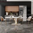 thumbnail image 4 of Luxury  Rock Slab Kitchen Dining Table Dinning Chair Set Stainless Steel Golden Base Faux Marble Table Chair Muebles De Cocina My Lux Decor Round, 4 of 20