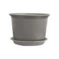 thumbnail image 2 of Large Plastic Plant Pots with Saucers, Modern Decorative Flower Pots, Heavy Duty Weather Resistant Planters for Indoor Outdoor Plants, Garden, Dark Grey Plant Containers with Drainage Tray, 2 of 6