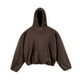 thumbnail image 2 of KeShDi Oversized Hoodies Men Baggy Hooded Sweatshirts Men Solid Long Sleeve Fleece Short Width Double Layer West Streetwear Hoodie Sweatshirts Brown L, 2 of 8