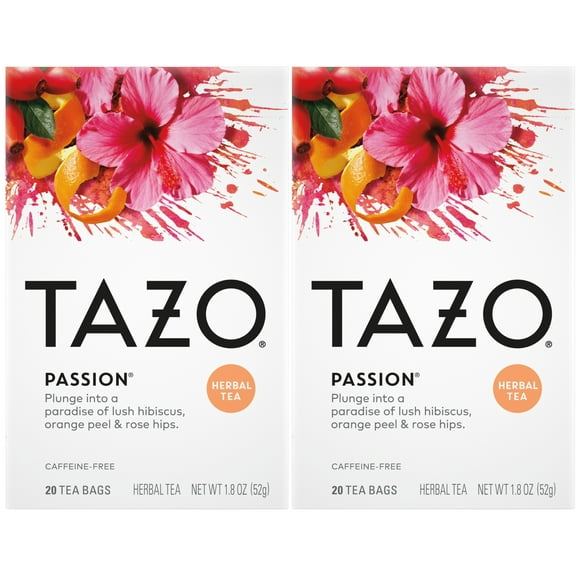 Tazo Herbal Tea Passion -- 20 Tea Bags Each- 2 packs Total 40 Tea Bags