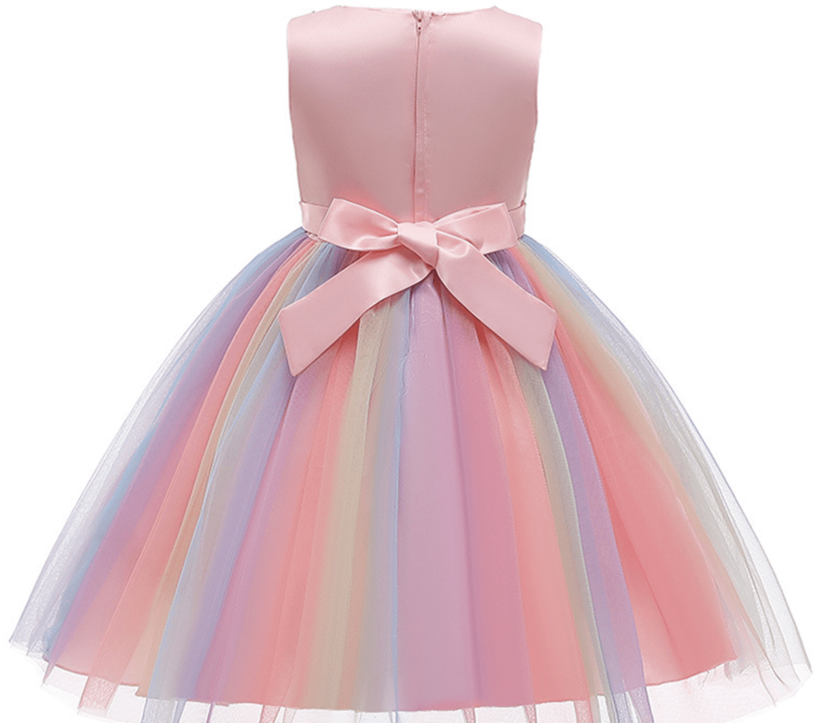 Flower Girls Sequin Dress Rainbow Tutu Birthday Party Princess Dress Pageant Gown for Age 3-10 Years Old