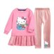 thumbnail image 3 of Hello Kitty niños niñas dibujos animados Otoño e Invierno manga larga falda plisada de terciopelo dorado vestido + conjunto de pantalones cálidos casuales, 3 of 5