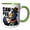 Green/White, variant on 3drose, Funny Cute Cool Colorful Abstract Crow Drinking Caw-fee Pun Coffee, 15oz Mug