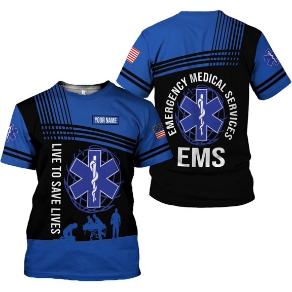 Personalized Name Uniform Emergency Medical Technician T-Shirt, Paramedic Shirt, EMS Shirt, EMT Tshirt for Men & Woman (S)