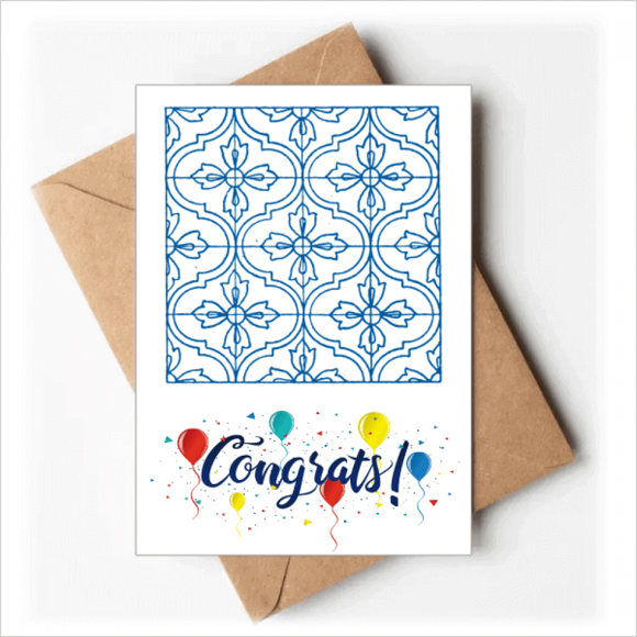 Cartes de Mariage Motif Décoratif Talavera Bleu Félicitations Enveloppes de Vœux