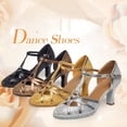 thumbnail image 2 of Zapatos de baile de salón a la moda para mujer, zapatos de baile modernos con punta cerrada y purpurina, zapatos latinos de salón de Salsa y Tango para niñas, 2 of 5