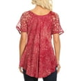 thumbnail image 2 of Sakkas Ash Speckled Tiedye Embroidered Cap Sleeve Blouse Top With Embroidery Hems - Brown / Burg - One Size, 2 of 5