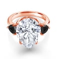 thumbnail image 2 of Gem Stone King 18K Rose Gold Plated Silver Black Onyx Ring Set with Moissanite (9.89 Cttw) (Size 8), 2 of 5