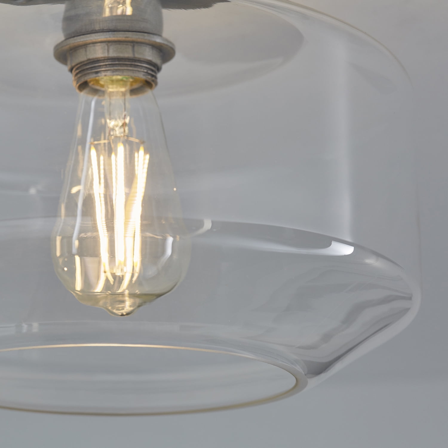 Better Homes & Gardens 12" Architectural Ceiling Light, Semi-Flushmount Nickel Base Glass Shade