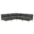 thumbnail image 3 of Modway Ardent 5-Piece Performance Velvet Sectional Sofa in Gray, 3 of 10