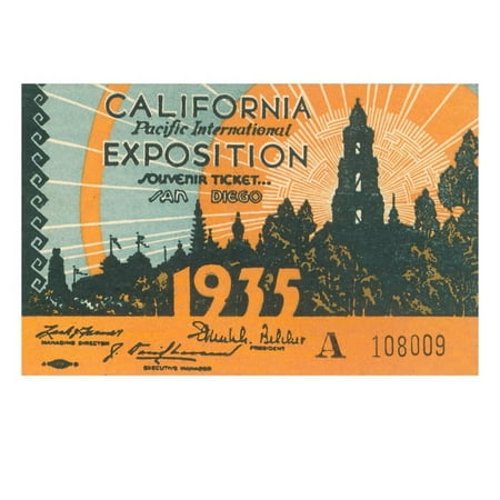 Souvenir Ticket, California Exposition, San Diego Print Wall (Best Price For Legoland California Tickets)