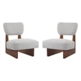 thumbnail image 3 of Leumius Set of 2 Modern Lounge Chair with Polyester Upholstery, Sturdy Wood Base With Walnut Finish, Minimalist and Stylish Accent Seating for Living Room Bedroom Office Grey+Walnut, 3 of 9