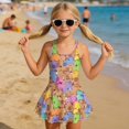 thumbnail image 3 of Uourmeti Cartoon Capybara One Piece Swim Dress for Girls - Sleeveless Skirted Bathing Suit with Built-in Shorts, Quick Dry Summer Beach Pool Wear, 3 of 8