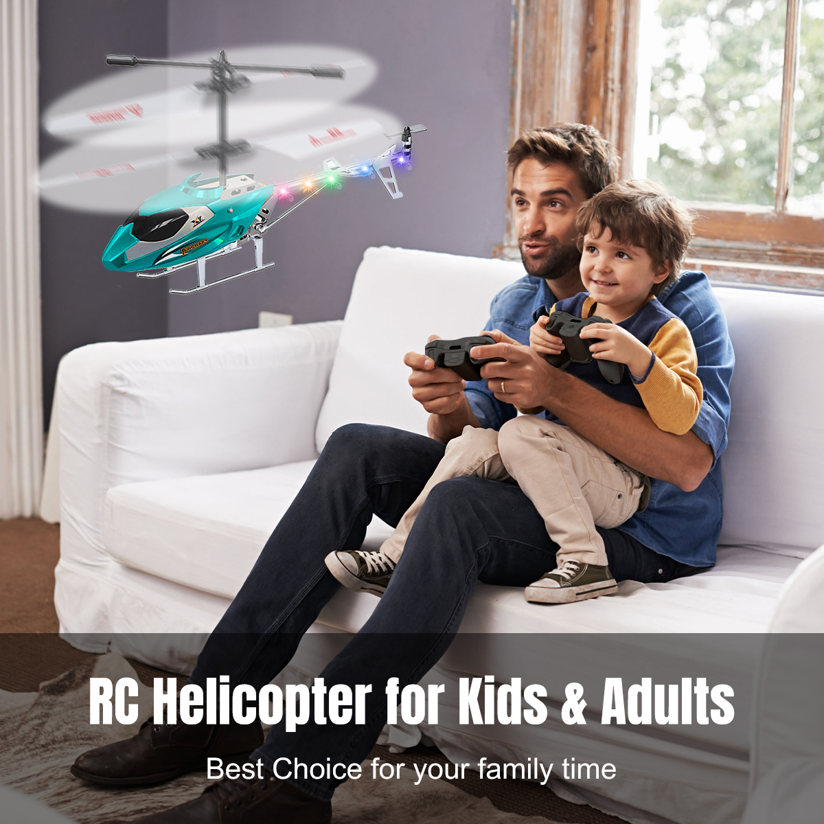PayUSD Remote Control Helicopter Mini Gyroscope RC Helicopters LED Light for Indoor to Fly for Kids and Beginners, Blue - image 2 of 8