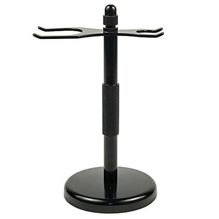 Deluxe BLACK 2 Prong Safety Razor and Shaving Brush Stand with Heavyweight Felt Lined Base from Super Safety