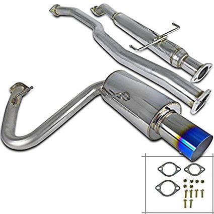 Spec-D Tuning MFCAT3-240SX95T-SD Nissan 240Sx S14 3 Inlet SS Titanium Burnt Tip Catback Exhaust Muffler