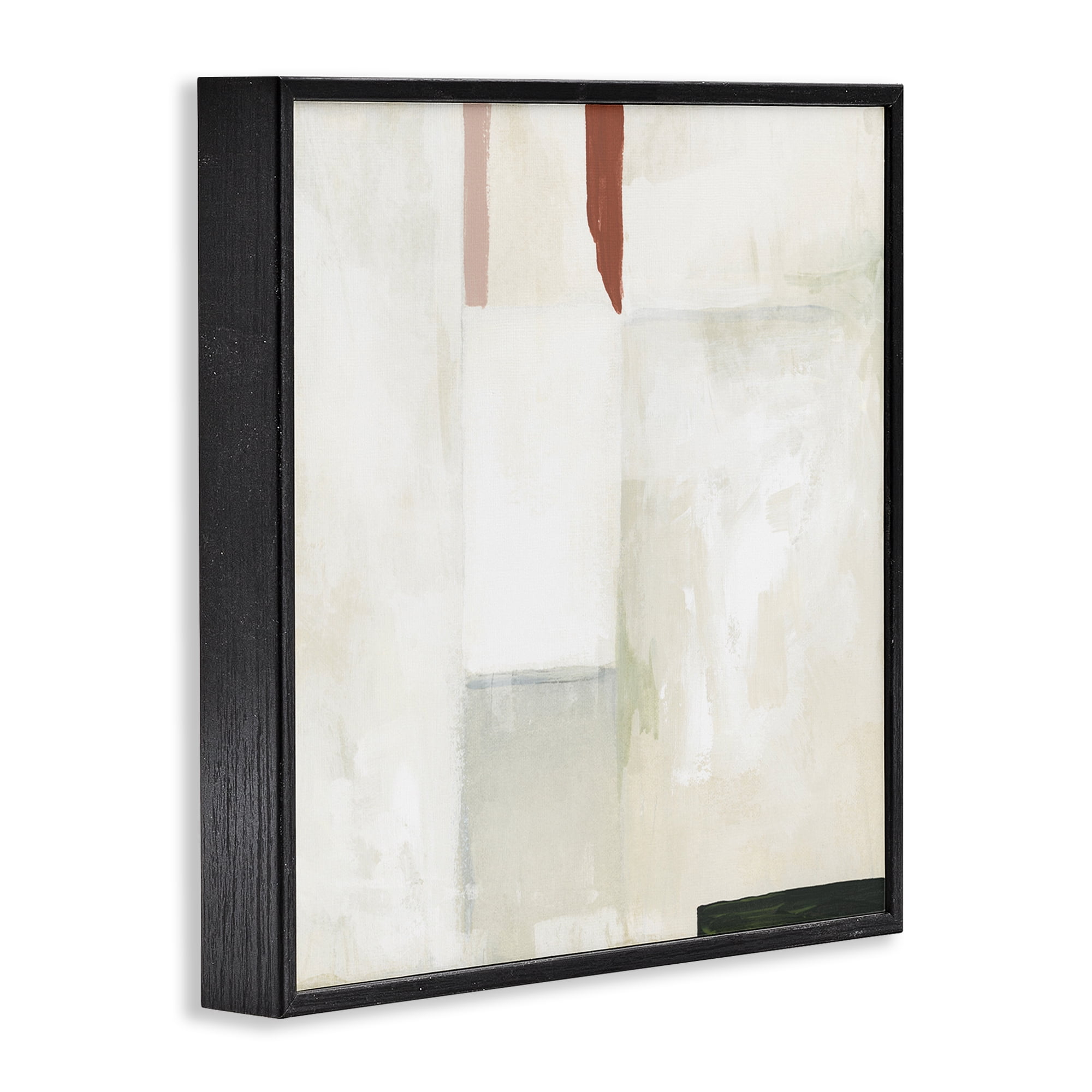 Stupell Industries Neutral Abstract Simplicity Abstract Painting Black Framed Art Print Wall Art, 17 x 17