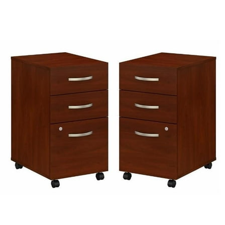 Home Square 2 Piece Wood Mobile Filing Cabinet Set in Hansen Cherry