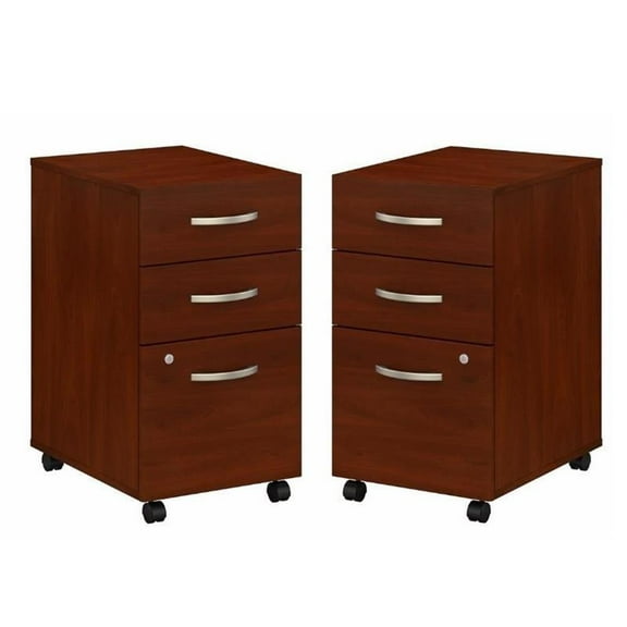 Home Square 2 Piece Wood Mobile Filing Cabinet Set in Hansen Cherry