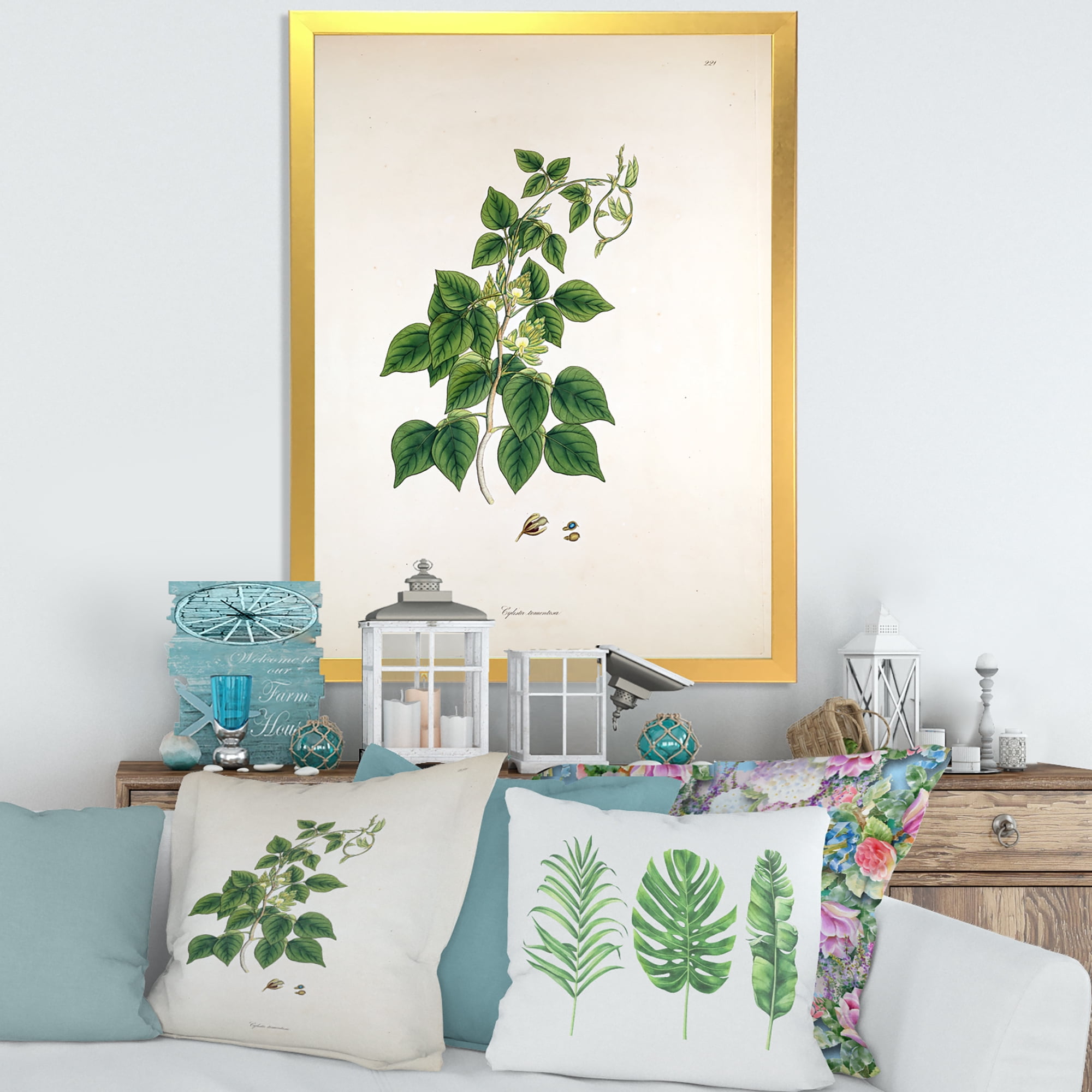 Designart 'Ancient London Plants VIII' Farmhouse Framed Art Print