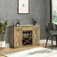 thumbnail image 3 of Sideboard Buffet Cabinet With Ample Storage And Wine Glass Holder In Rustic Theme Oak For Kitchen Dining Areas Adjustable Shelves, 3 of 6