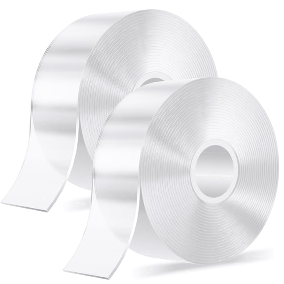 Delamu 29.5ft Double Sided Tape Heavy Duty, 2 Rolls Nano Tape Mounting Tape Clear, 1.18"W x 0.04"Th