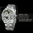 thumbnail image 6 of Classic Hollow Skeleton Mens Automatic Mechanical Watch - Transparent Dial Carving Movement Design, Luminous Pointers, Stainless Steel Band, Casual Style, 6 of 11