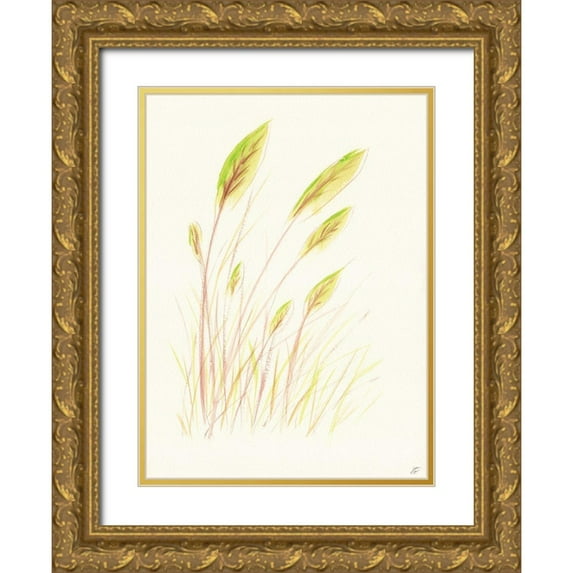 Lee, Judson 25x32 Gold Ornate Wood Framed with Double Matting Museum Art Print Titled - Leaf Grass