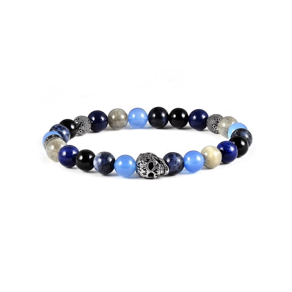 Crucible Jewelry Men's Onyx, Lapis and Sodalite Stone Stretch Bracelet (8mm)
