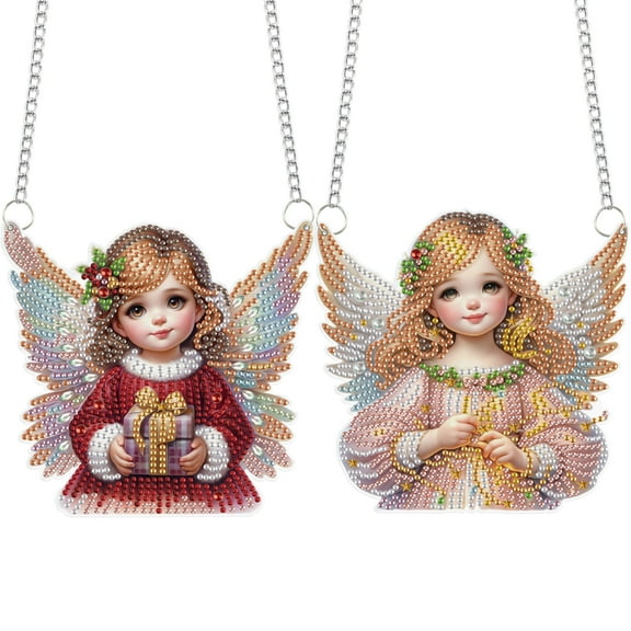 2pcs Diamond Art Painting Kit Pendant, Gift Angel Patterns